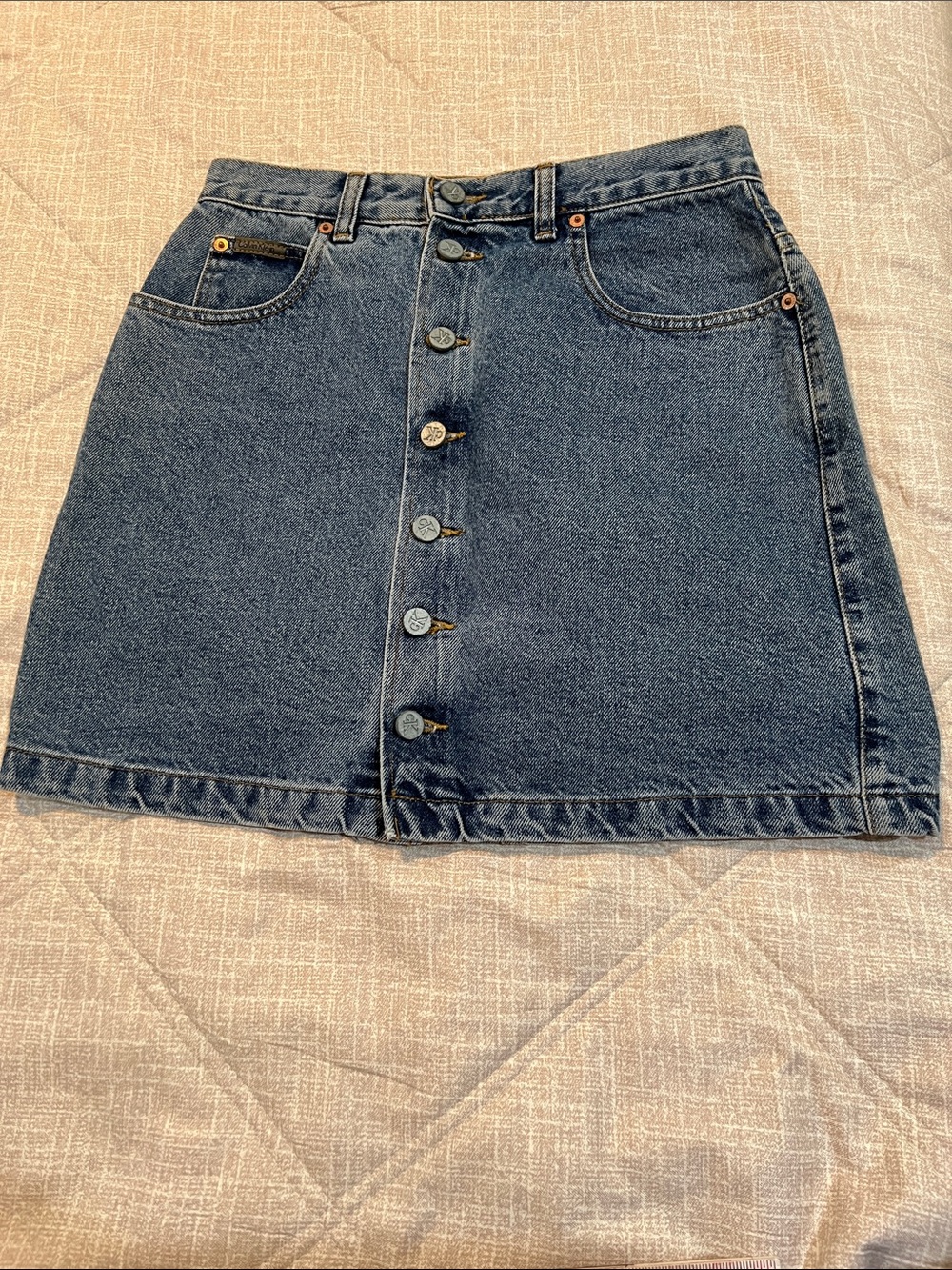 Vintage Calvin Klein Button Front Denim Mini Skirt - Size 11